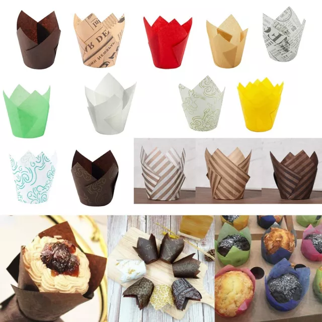 Bulk Pack of 50 Tulip Muffin Cases Cupcake Wraps in Assorted Colors Oven Safe