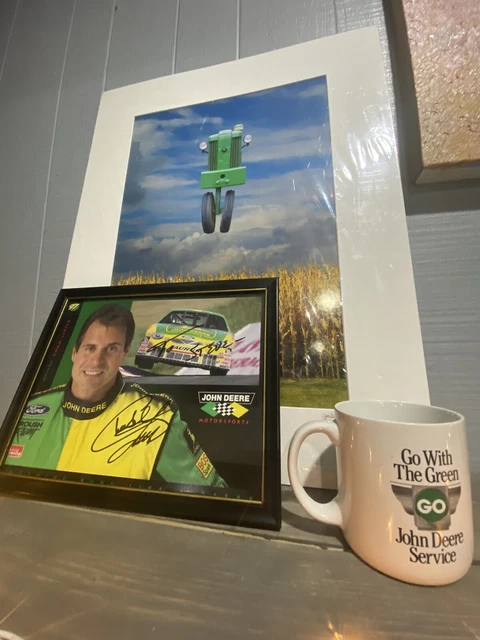 John Deere Bundle: Large Tractor Print & Nascar Driver Chad Little Signed Card