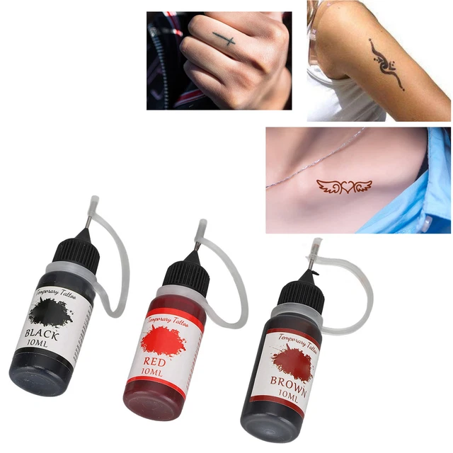 Kit stencil inchiostro tatuaggio temporaneo 3 colori inchiostro impermeabile lunga durata fai da te Wa GF0