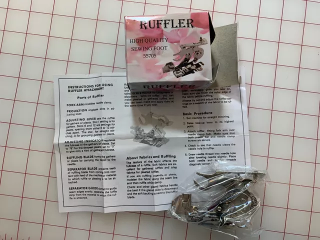 RUFFLER~Quality Sewing Machine Presser Foot 55705~Low Shank Singer Brothers New!