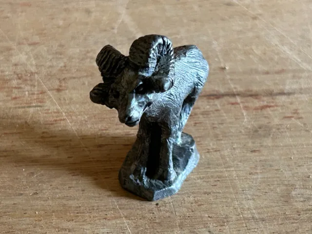 Vintage Miniature Bighorn Sheep Ram Figurine Mini Figure Toy RB Pewter 5 Oz 2.5"