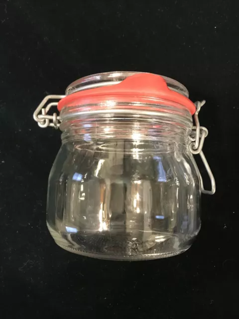 ARC France 1/2 L Clear Glass Storage Jar Canister with Wire Bale Closure Vintage