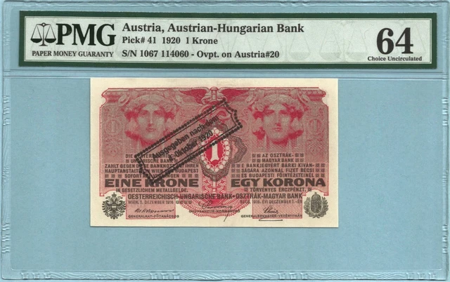 Austria Krone 4.10.1920 P#41 Banknote PMG 64