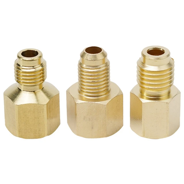 Adaptateur Pompe à Vide Droit - 3 Pièces En Laiton - Connexions 1/4 Et 3/8 - Neuf Pour R22
