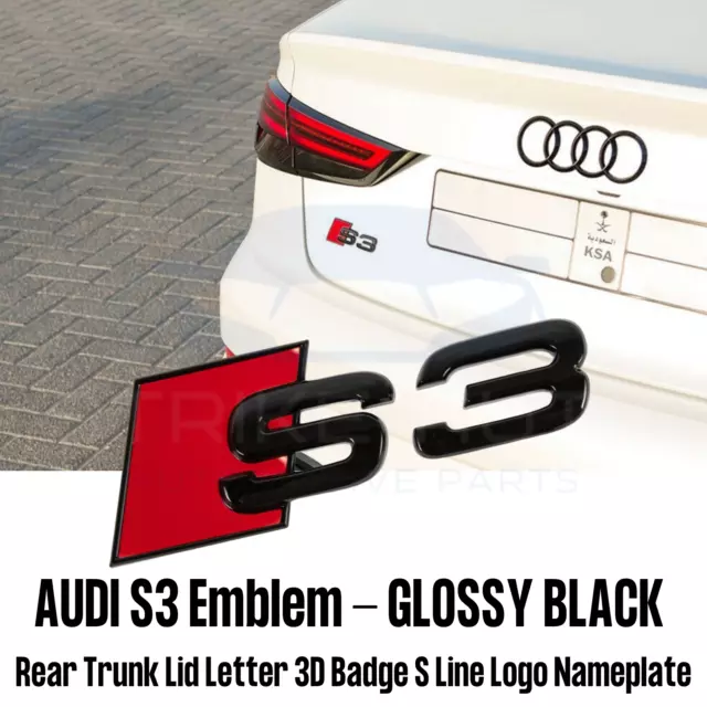 Audi S3 Gloss Black Emblem 3D Badge Rear Trunk Lid for S Line Logo Nameplate New