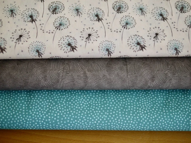 HILCO Stoffpaket, Baumwollstoff, Popeline, EMILIE 3 x 25x150 cm,  Pusteblumen