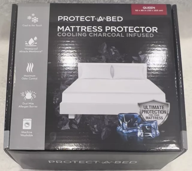 Protect A Bed Queen Mattress Protector Cooling Charcoal Infused Machine Washable