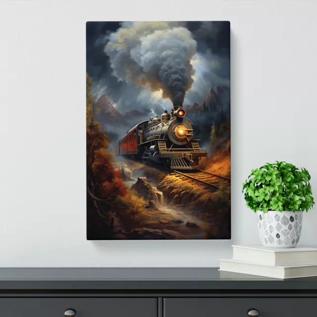Steam Train Classicism Canvas Wall Art Print Framed Picture Decor Living Room 3