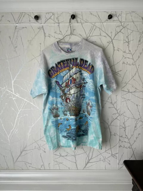 1993 Grateful Dead Ship Of Fools Liquid Blue Tie Dye T Shirt Size XL