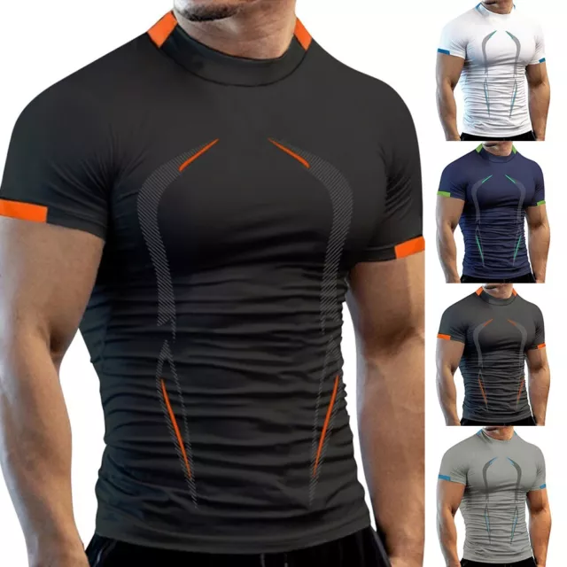 Mens Top Mens Tee Quick Dry T-shirt Undershirt Workout Blouse Compression