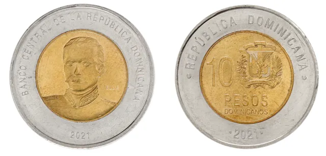 Dominican Republic 10 Pesos Dominicanos, 2021, KM #126, Mint