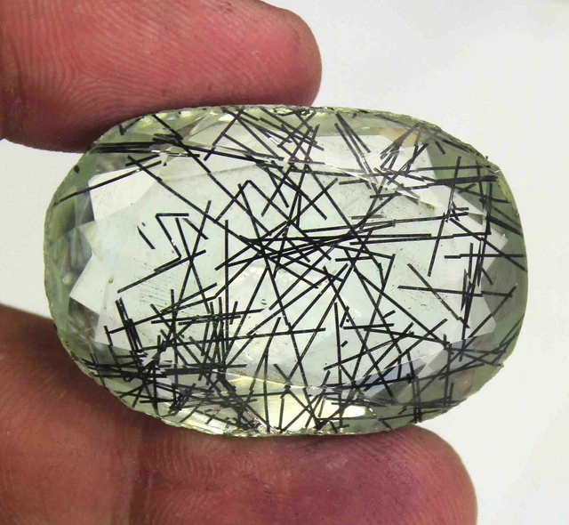 76.85 CT Certifié EGL Brésilien Noir Rutile Quartz Superbe Pierre DJ2995