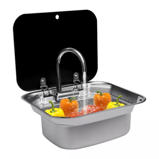Schwarz Waschbecken Set Edelstahl RV Waschbecken Set Handwaschbecken Küchenspüle