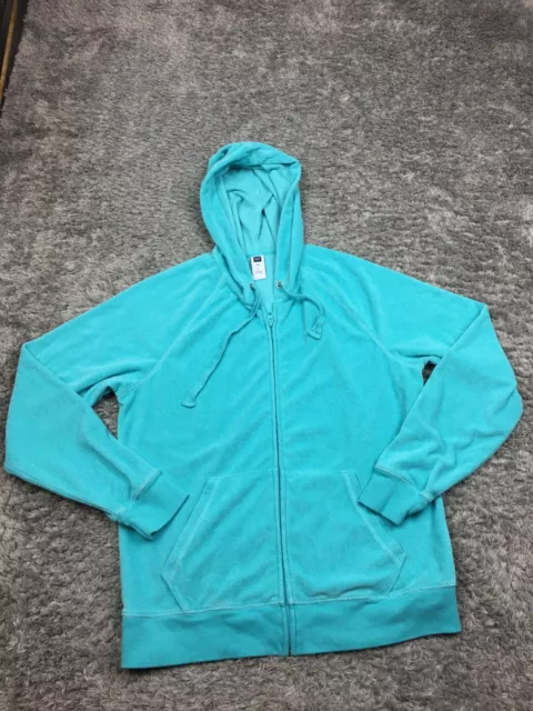 VTG Gap Jacket Womens Size Large Baby Blue Full Zip Soft Hooded