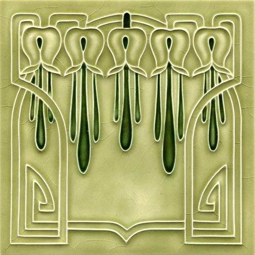 Art Nouveau Vintage Ceramic Tile Azulejo German Trivet Majolica Reproduction