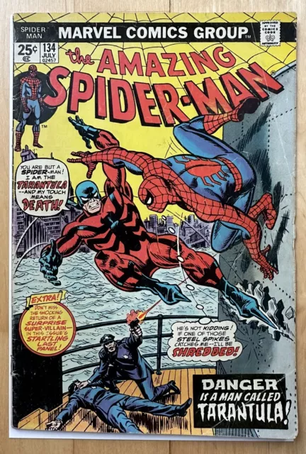 Amazing Spider-man #134 Marvel 1974 2nd Punisher 1st Tarantula VG