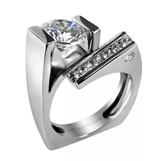 1.50ct White Moissanite Round  Cut 14K White Gold Over Engagement Ring Best Gift