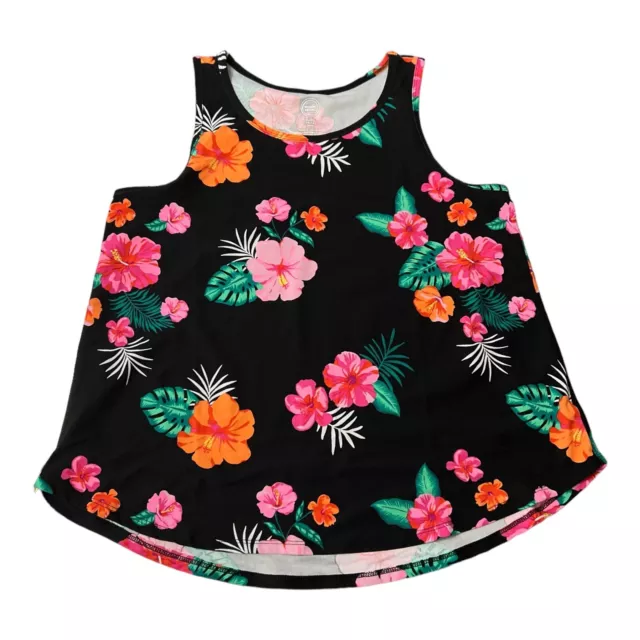 Wonder Nation Black Floral Hawaiian Tank Girl’s Size XL Plus