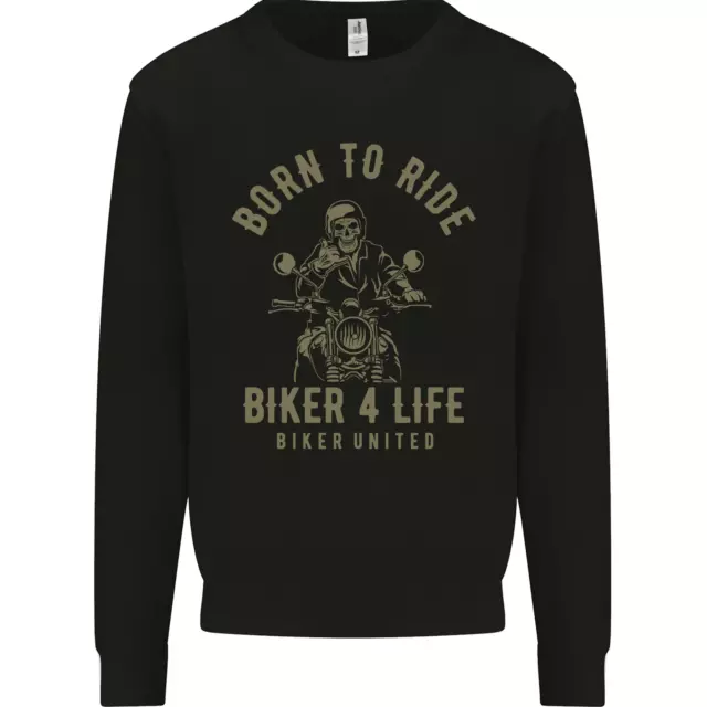 Biker 4 Life Motorbike Motorcycle Skull Mens Sweatshirt Jumper