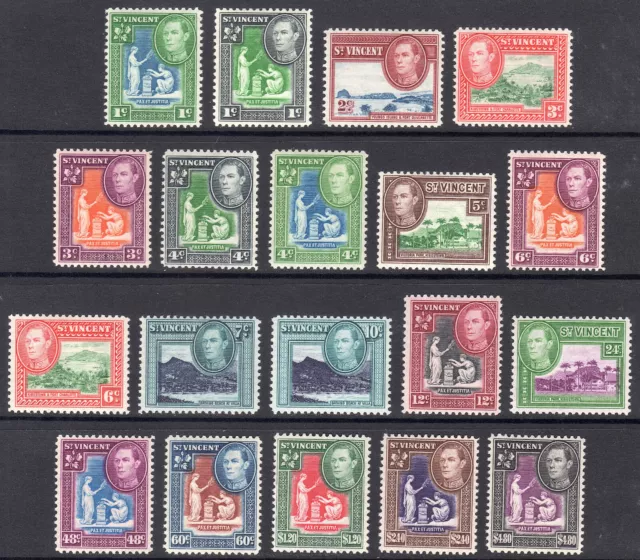 ST VINCENT 1949-52 KGVI New Currency set of 19 UM, MNH, SG 164-177 cat £50