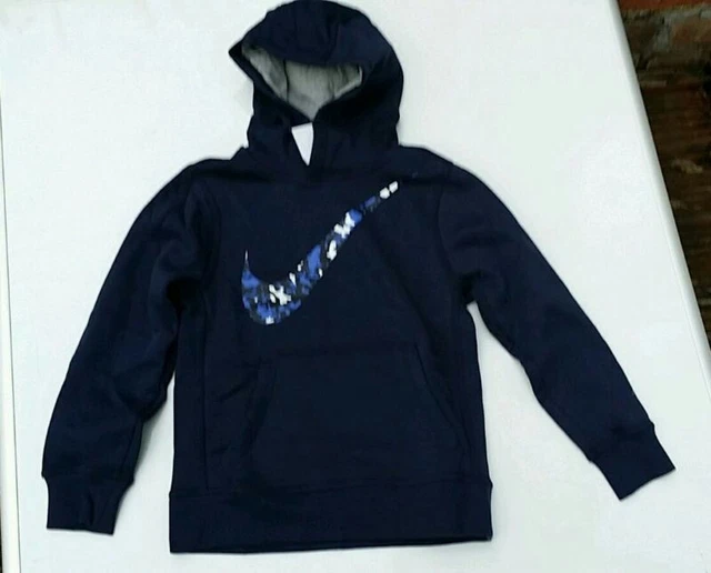 Nike Kid's Smosh  Logo Fleece Hooded Sweatshirt Jumper Pullover #839462-451