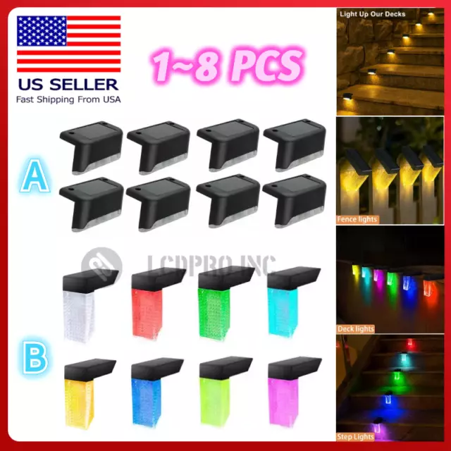 8 Pack New Solar Deck Lights Outdoor Waterproof LED Steps Lamps for Stairs Fence