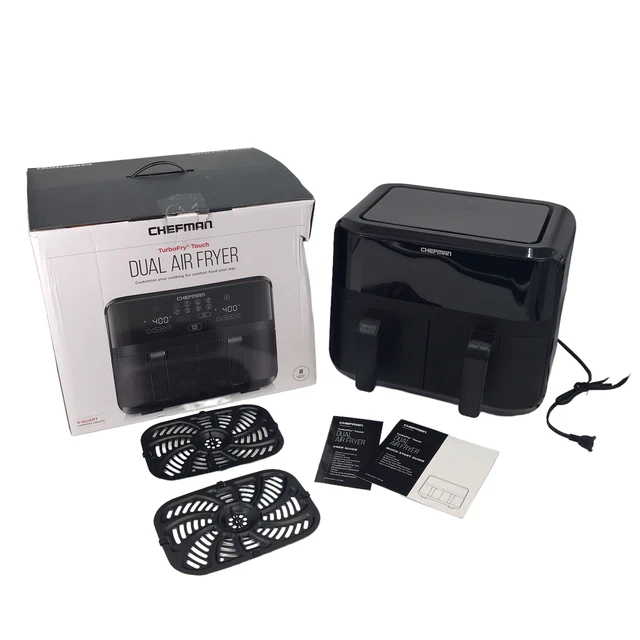 CHEFMAN TURBOFRY DIGITAL Touch Dual Basket Air Fryer, XL 9 Quart, 1500W