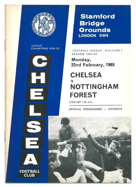 Chelsea v Nottingham Forest Football League Div One 1964-65 Programme Excellent