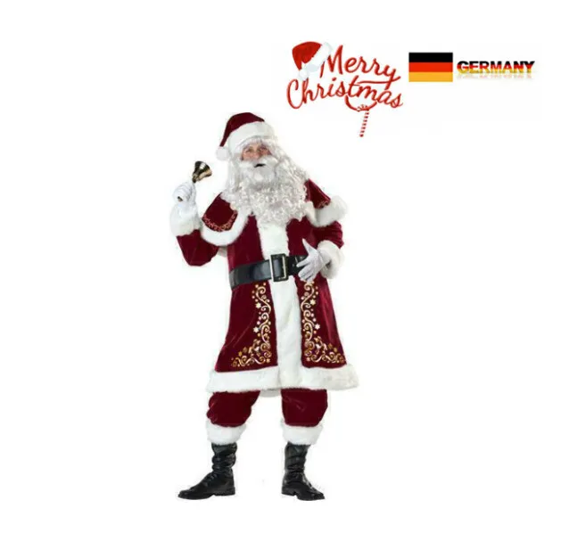 Christmas-Santa Suit Claus Cosplay Adult Costume Fancy Dress Party Outfit New