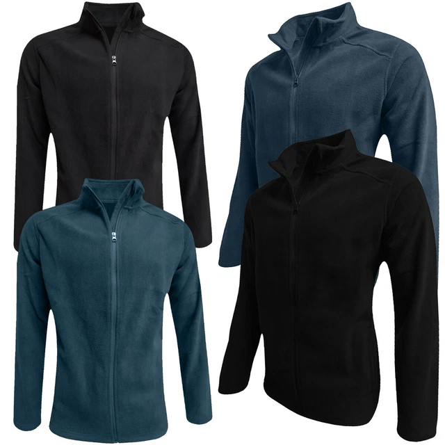 Mens Fleece Full Zip Up Anti Pill Heavy Work Top Warm Outdoor Plain Jacket New 2