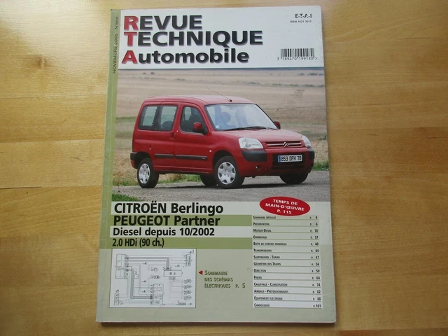 REVUE TECHNIQUE # 688 CITROEN BERLINGO PEUGEOT PARTNER DIESEL 10/2002 2