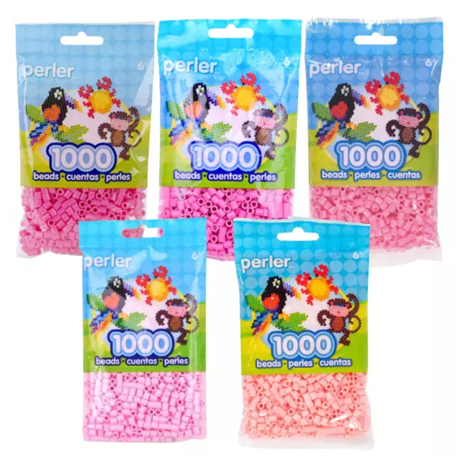 Perler 5x1000 Pink, Light Pink, Cotton Candy, Bubblegum, Flamingo Pink