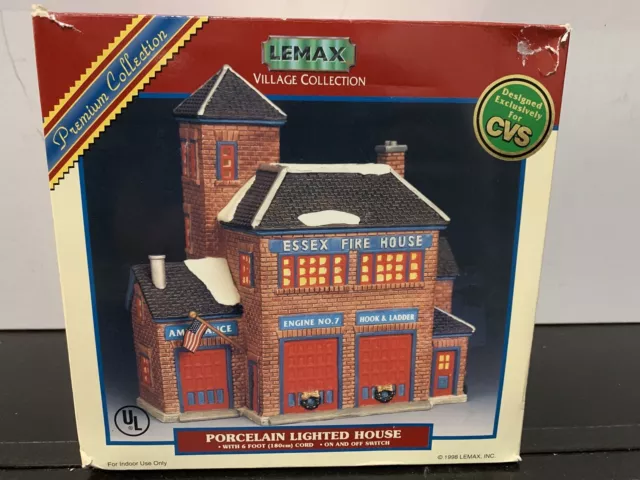 1998 Lemax Jukebox Junction Village collection porcelaine Essex caserne de pompiers #85316