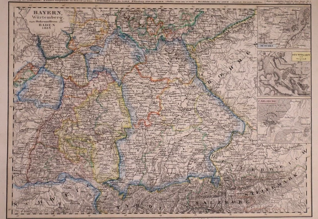 Dated 1834 Universal Atlas Map ~ BAYERN / GERMANY ~ (10x12)-#1297