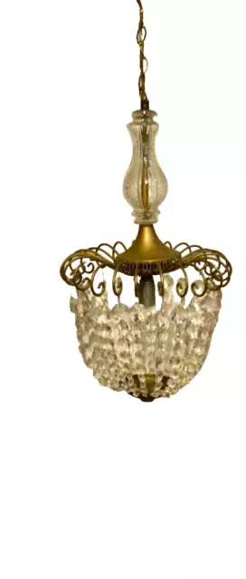 Antique French  Crystal Chandelier Ceiling Light Handbag  Style Gold Gilt Frame