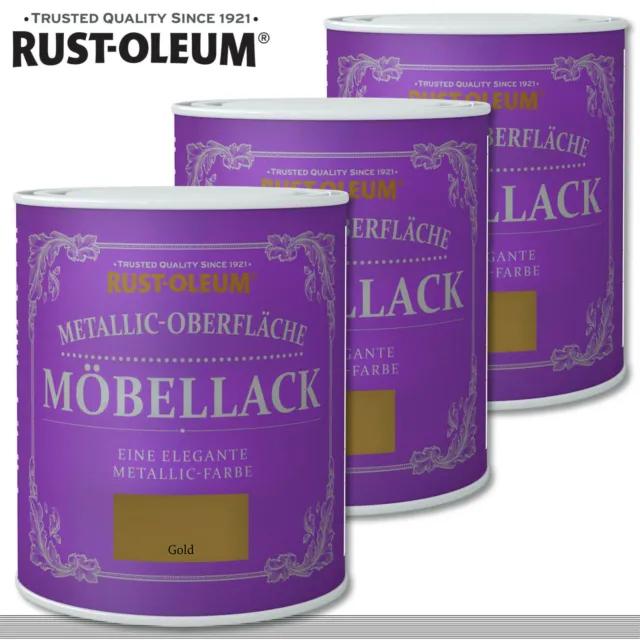 Rust-Oleum 3x750 ML Métallique Surface Vernis Meubles Or Shabby Rustoleum Chalky