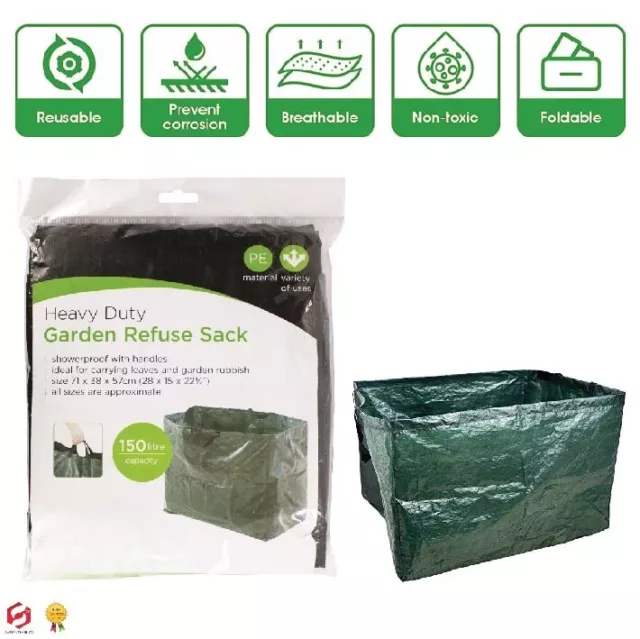 Garden Waste Bags 150L Refuse Heavy Duty Sacks Grass Leaves Rubbish Bag UK