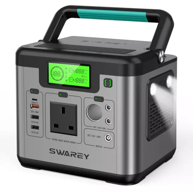 SWAREY Portable Power Station S500 518Wh 500W Power Generator Backup Emergency