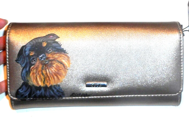 Brussels Griffon Dog Wallet for Women Hand Painted Vegan Leather