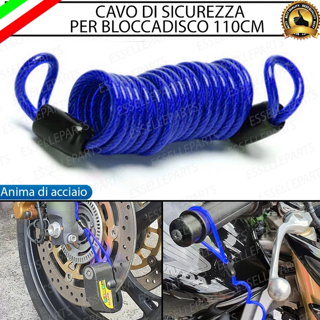 Cavo Di Sicurezza Antifurto Moto Scooter Monopattino Bloccadisco Blu