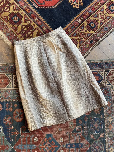 1970s Genuine Leather Snakeskin Midi Skirt. UK size 10.