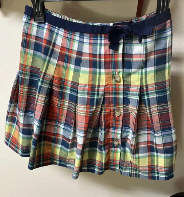 Ralph Lauren Plaid Pleated Skirt Lined & Ruffle Underneath School Girls Sz 14