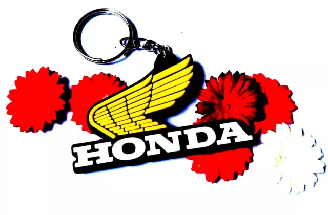 HONDA Yellow Rubber classic Motorcycle Wing Keychain / Keyring Collectables