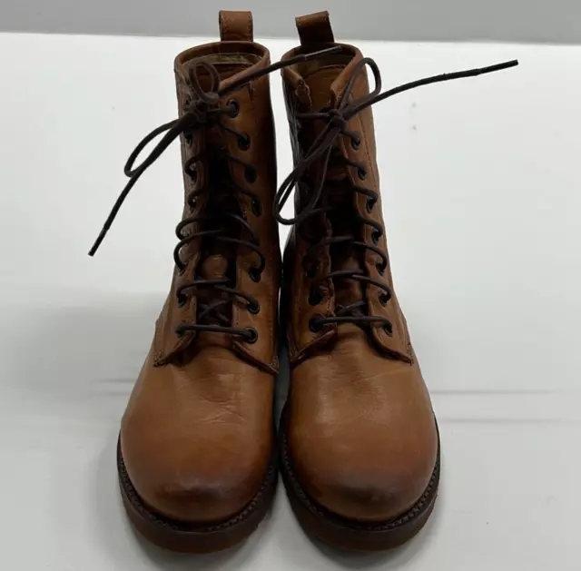 Frye Women's Veronica 76276 Brown Leather Mid-Calf Lace Up Combat Boots Size 6 B