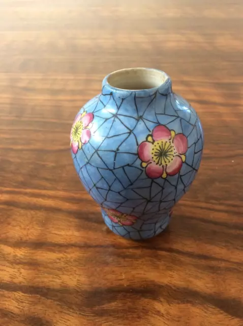 Signed Miniature Desvres Gabriel Fourmaintraux Hand Painted Art Pottery Vase Vgc