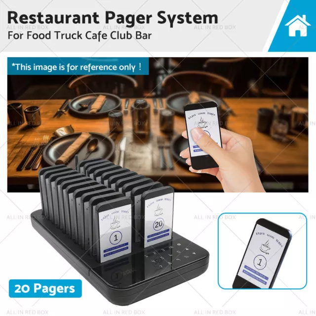 20 Pager Restaurant Coaster  Guest Call Wireless Paging Queuing Calling System