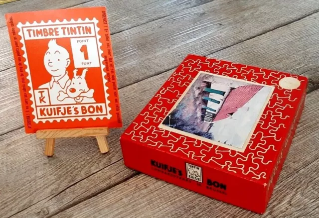 Tintin-Puzzle en bois + Timbre Tintin - Complet en boite d origine -Années 50/60