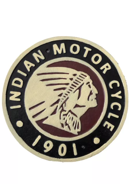 Indische Motorrad 1901 Logo Motorrad Motorrad - Rund Gusseisen Schild Plakette