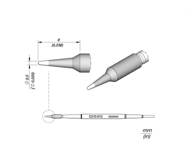 Pointe Fer à Souder JBC C210013 En Tête Conique - 0.5mm