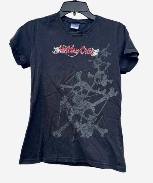 Womens XL Motley Crue Dr. Feelgood Skulls Spine Skeleton Black Baby Doll T Shirt Womens XL Motley Crue Dr. Feelgood Skulls Spine Skeleton Black Baby Doll T Shirt